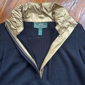 by Ralph Lauren Black Sweater with Gold Trim
